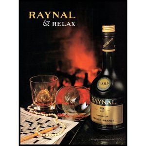 1987 Raynal Napoleon Brandy Vintage Print Ad Fireplace Crossword Pearls Wall Art